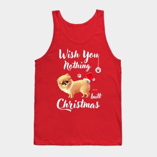 Funny Christmas Dog Fluffy Teacup Pomeranian Puppy with Santa Xmas Tank Top